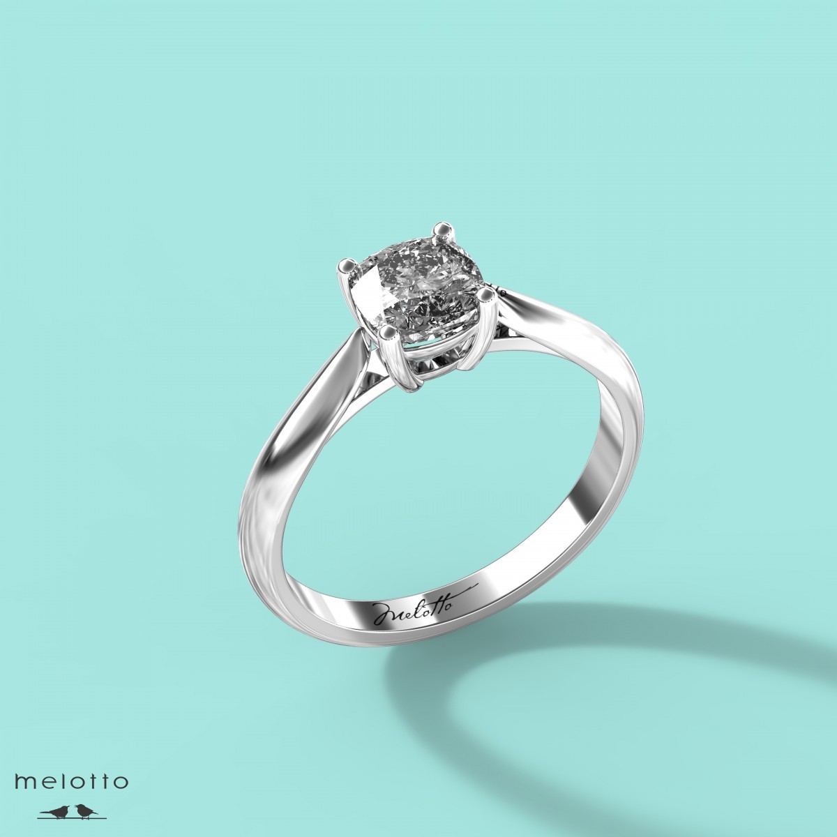 Помолвочное кольцо с бриллиантом огранки «Кушон»