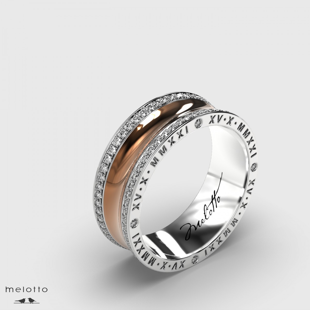 Мужское вогнутое обручальное кольцо с датой свадьбы