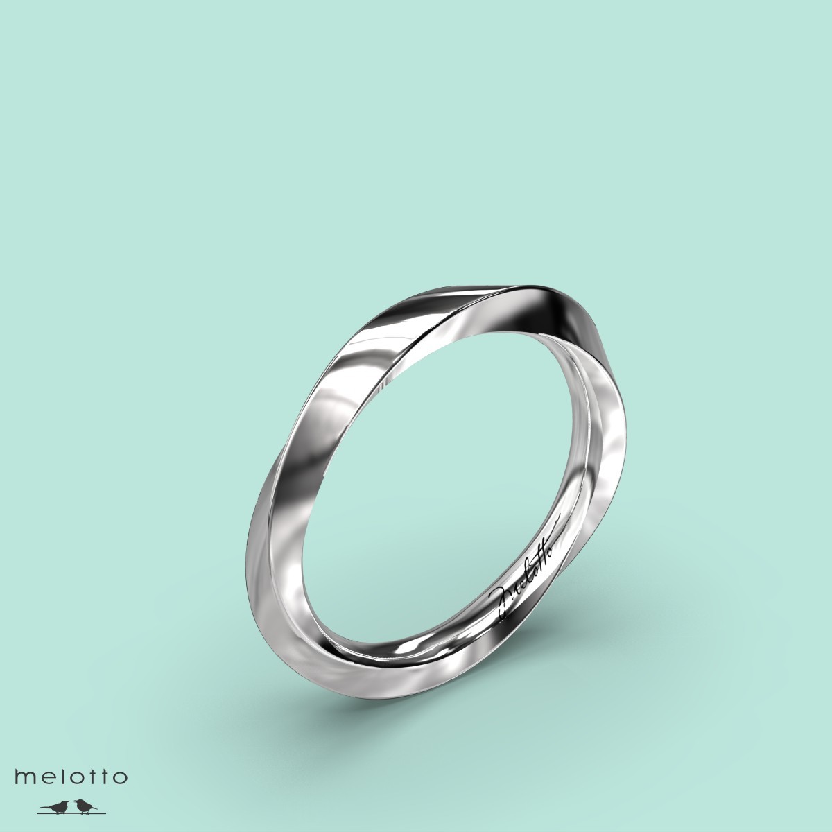 Спиральное обручальное кольцо из платины 3.0 мм