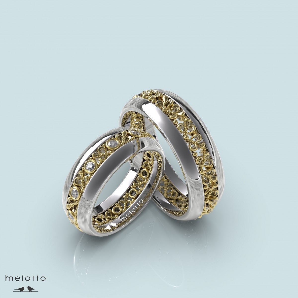 Парные обручальные кольца с бриллиантами