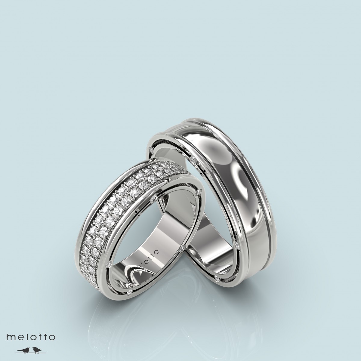 Обручальные кольца с бриллиантовой россыпью