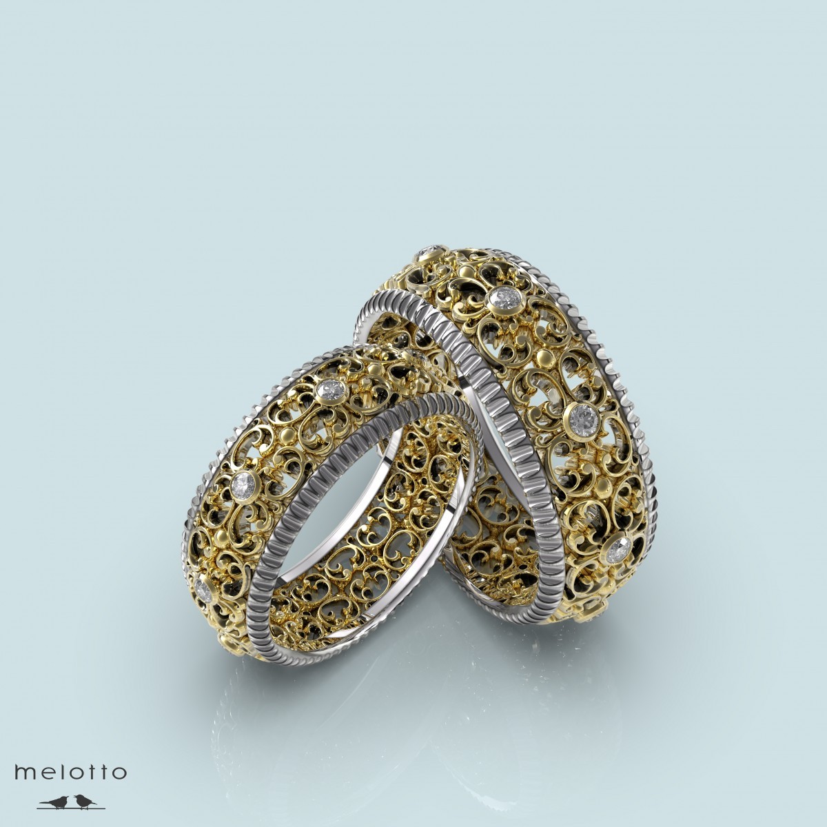 Обручальные кольца с бриллиантами «Vintage»