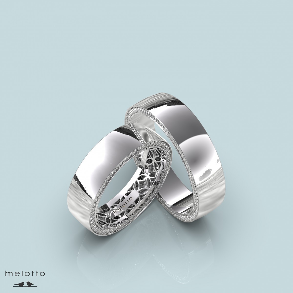 Плоские обручальные кольца  с бриллиантами