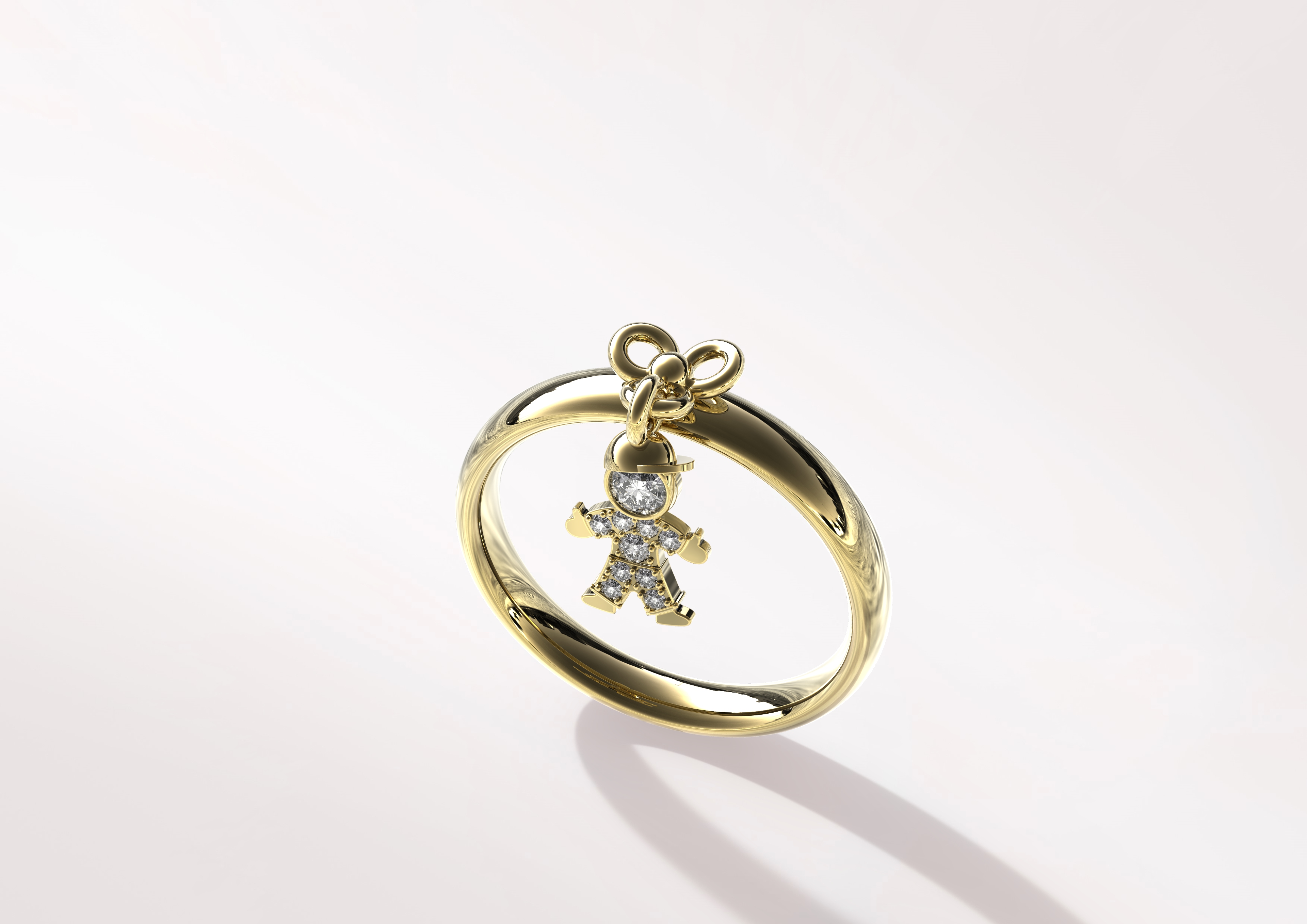 Купить золотое кольцо с бриллиантом на рождение ребенка для мамы