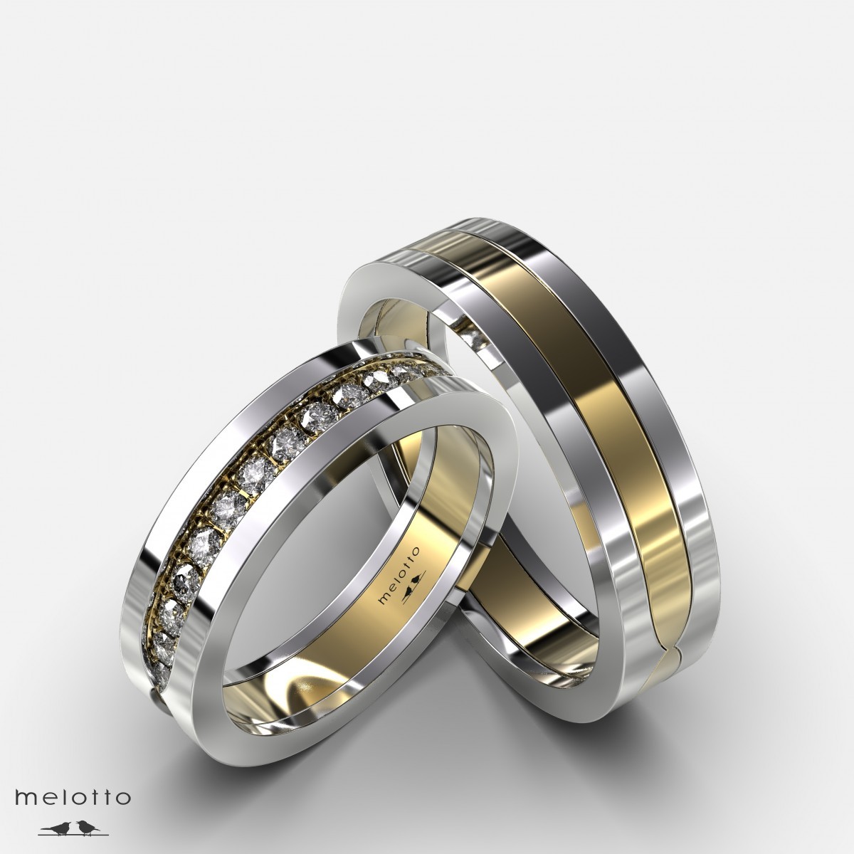 Обручальные комбинированные кольца