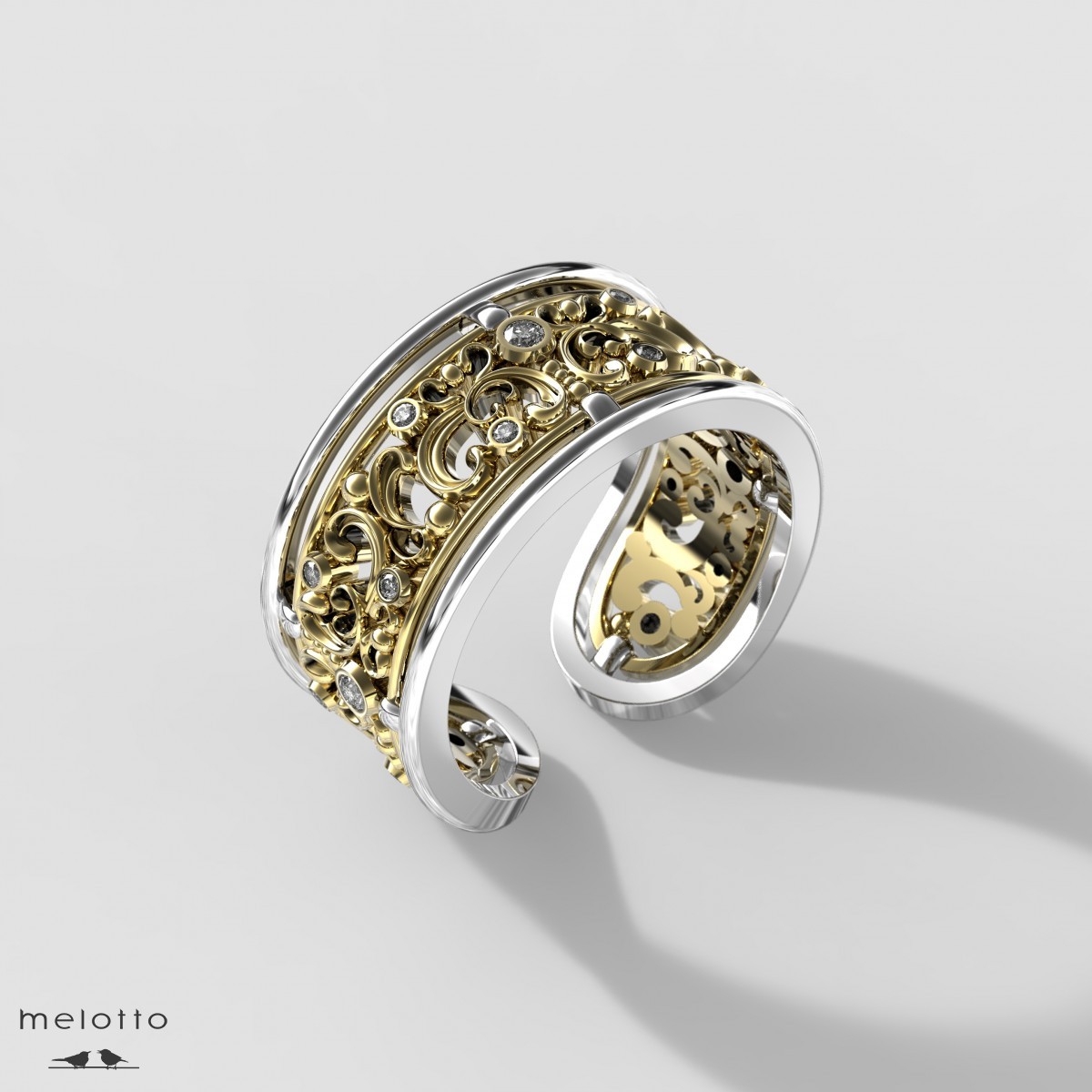 Ажурное женское кольцо с бриллиантами