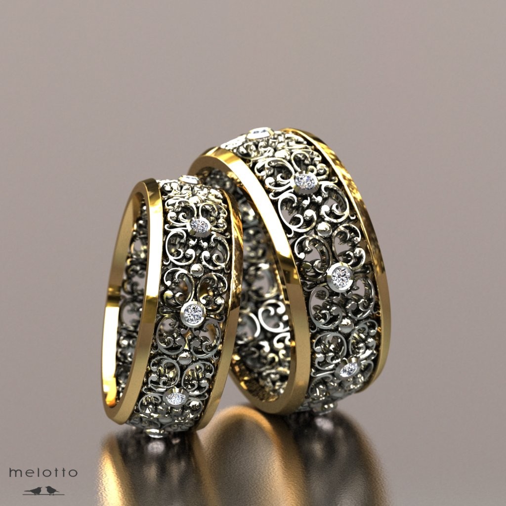 Обручальные кольца Винтаж с бриллиантами