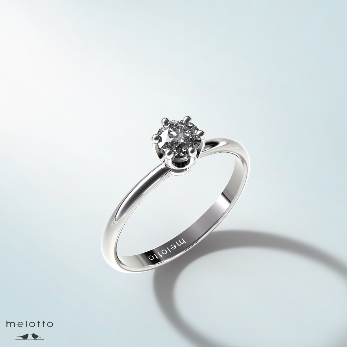 Красивое помолвочное кольцо с одним бриллиантом