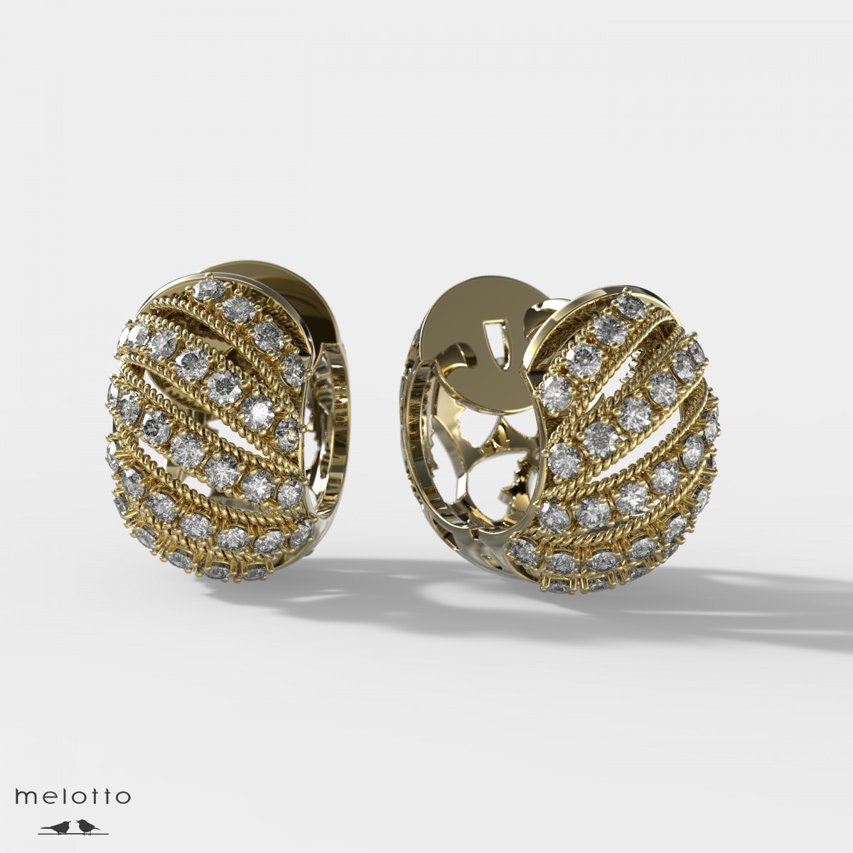 Золотые серьги-конго с бриллиантами