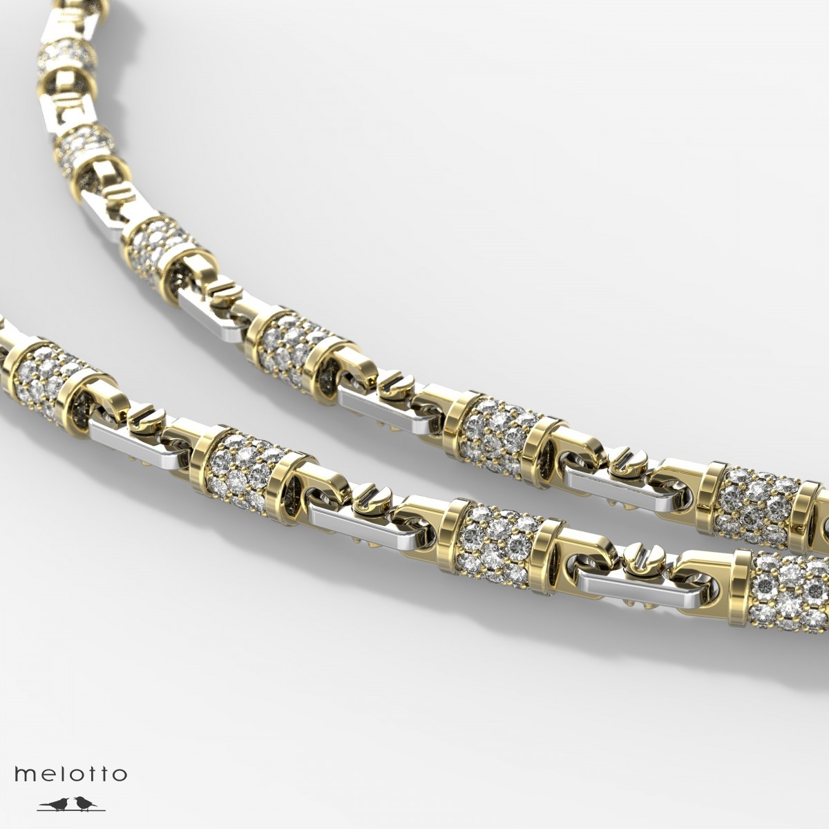 Золотая цепочка Ампир с бриллиантами