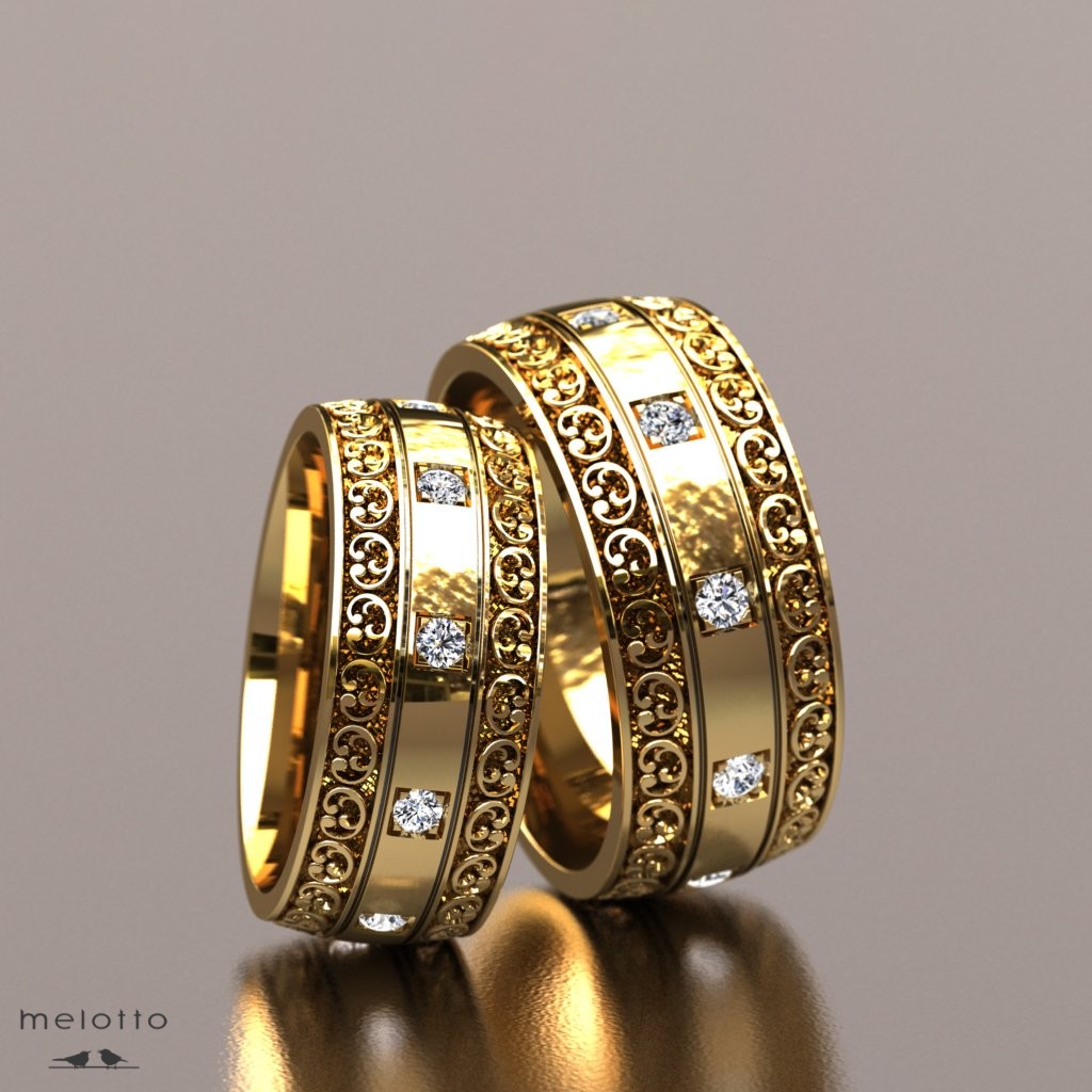Винтажные обручальные кольца с бриллиантами