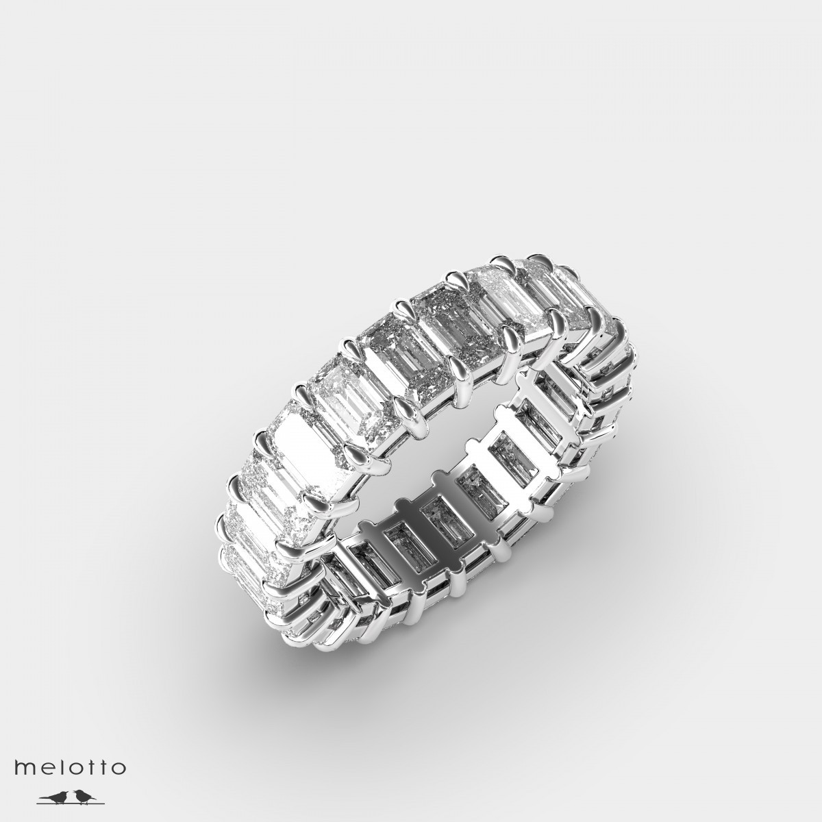Обручальное кольцо с муассанитами в форме багет