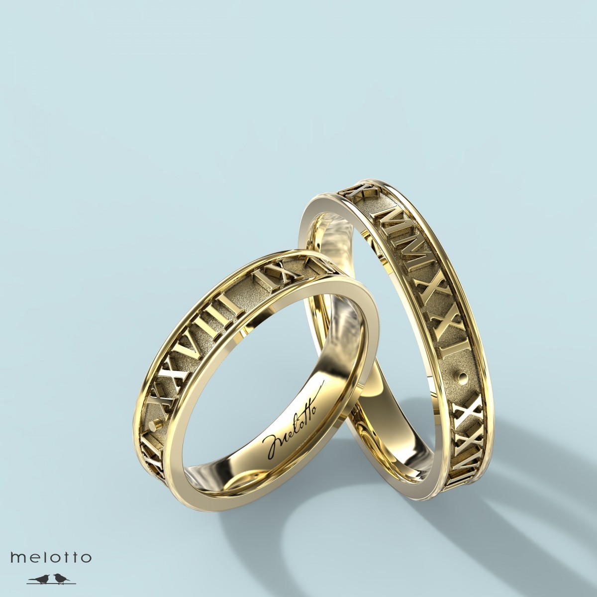 Обручальные кольца с римскими цифрами даты свадьбы