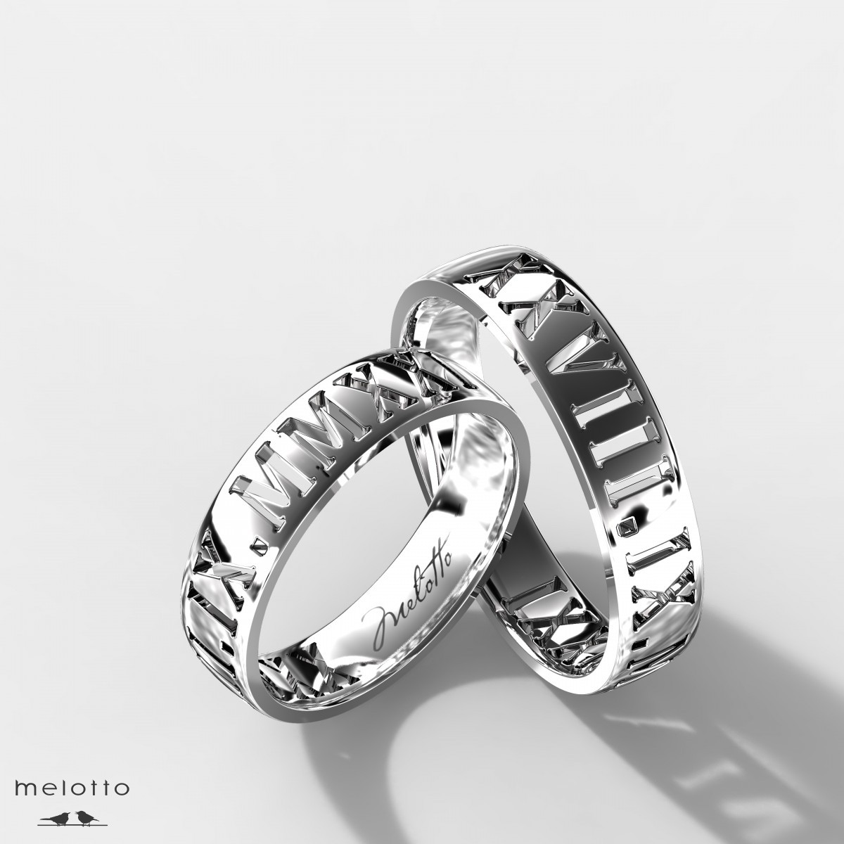 Фирменные обручальные кольца с римскими цифрами
