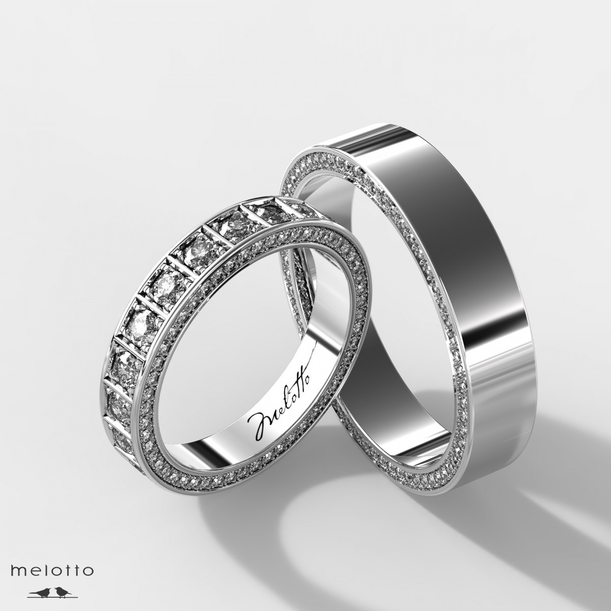 Обручальные кольца с бриллиантами из белого золота