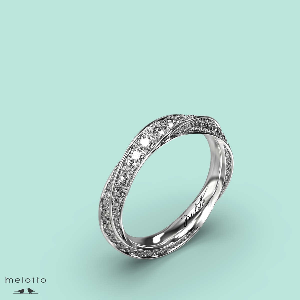Спиральное бриллиантовое обручальное кольцо