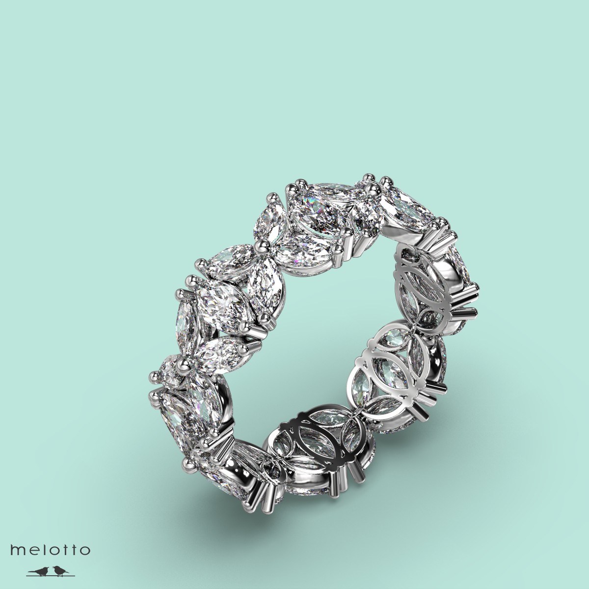 Платиновое обручальное кольцо с бриллиантами Маркиз