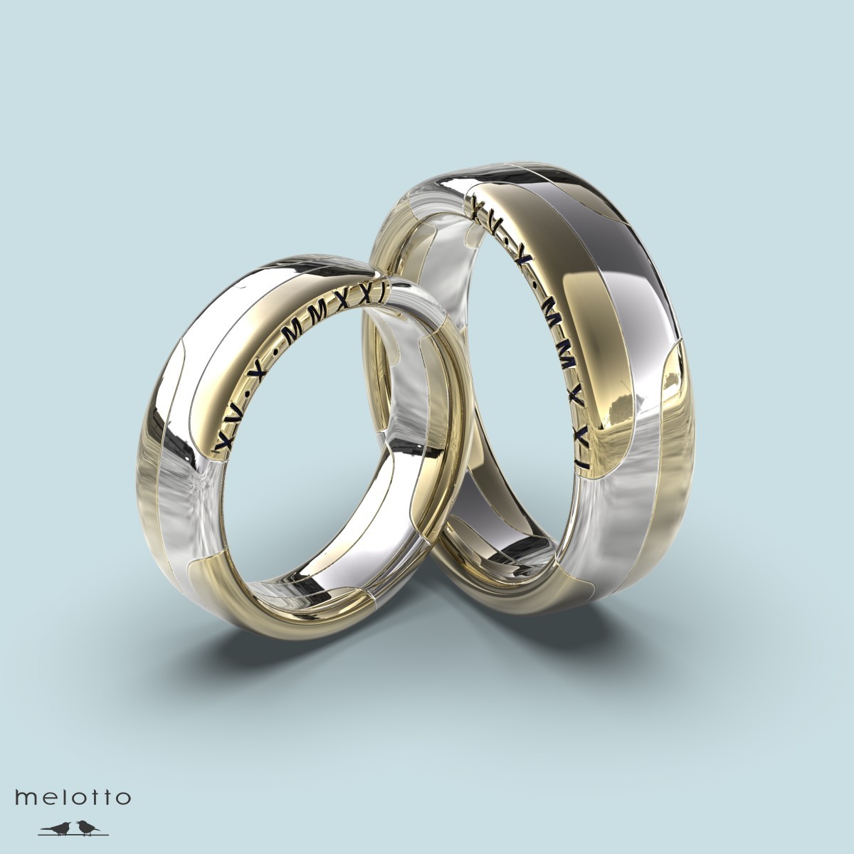 Парные обручальные кольца с датой свадьбы