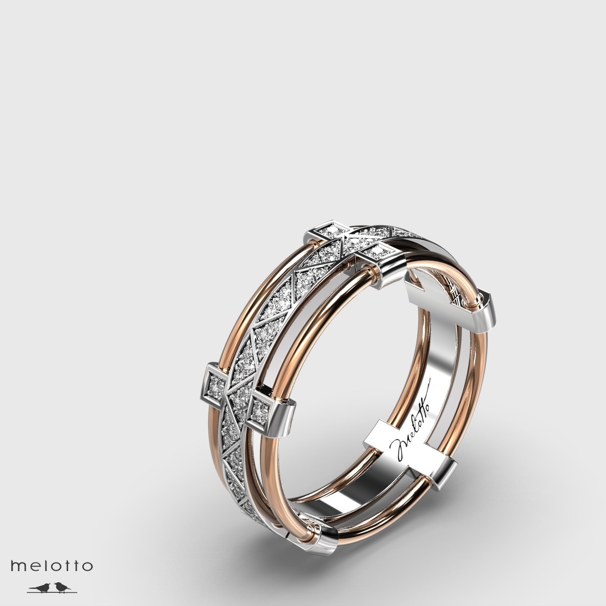 Обручальное кольцо Связь с бриллиантовым центром