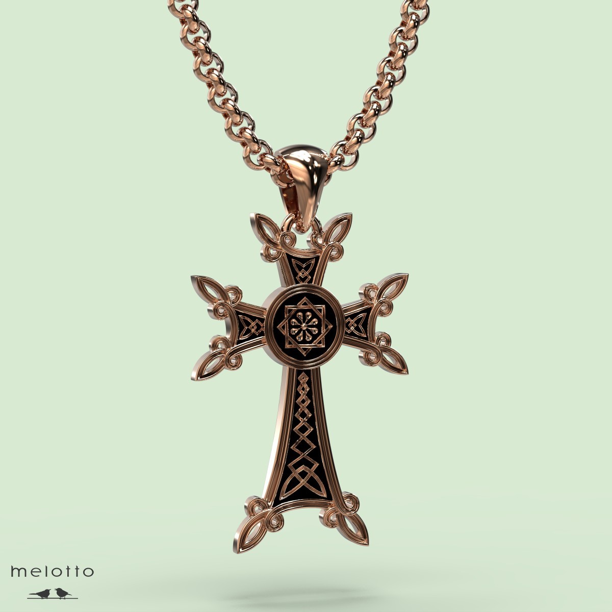Армянский крест из красного золота с Эмалью