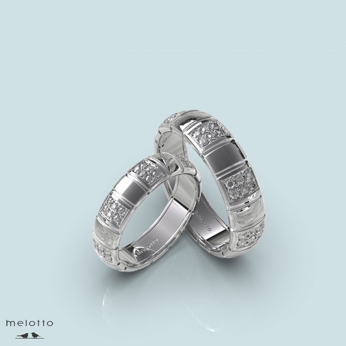 Обручальные кольца с бриллиантами классической формы