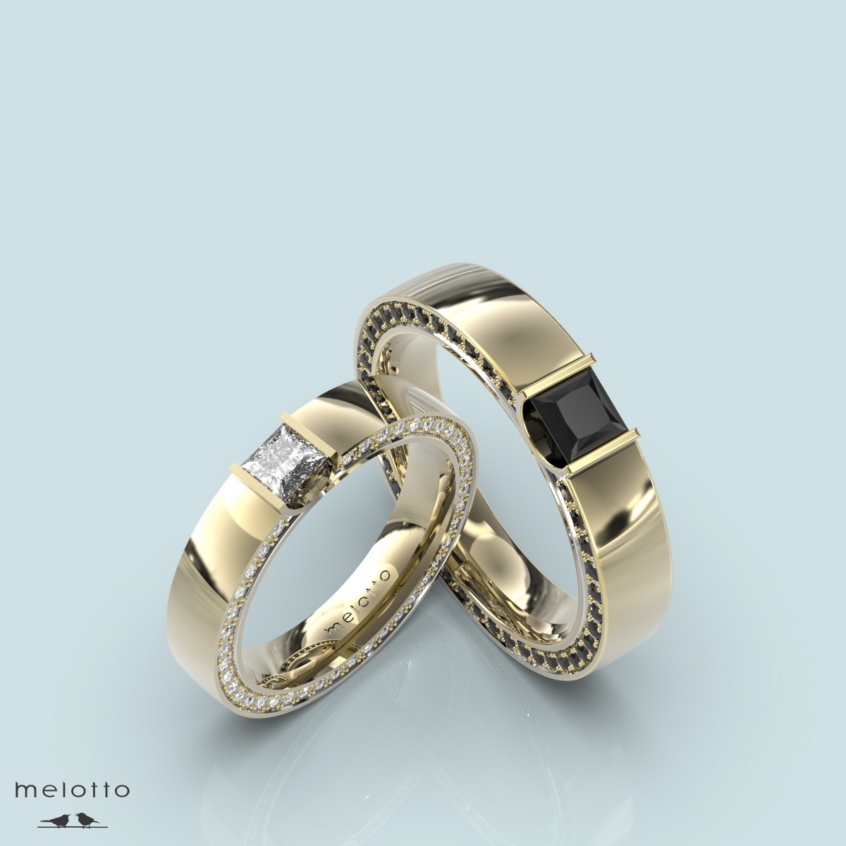 Обручальные кольца с квадратными бриллиантами