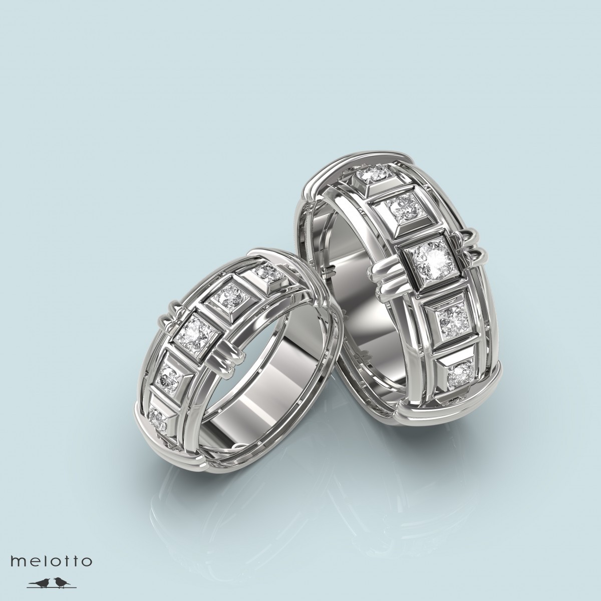 Обручальные кольца из белого золота «Милотто»