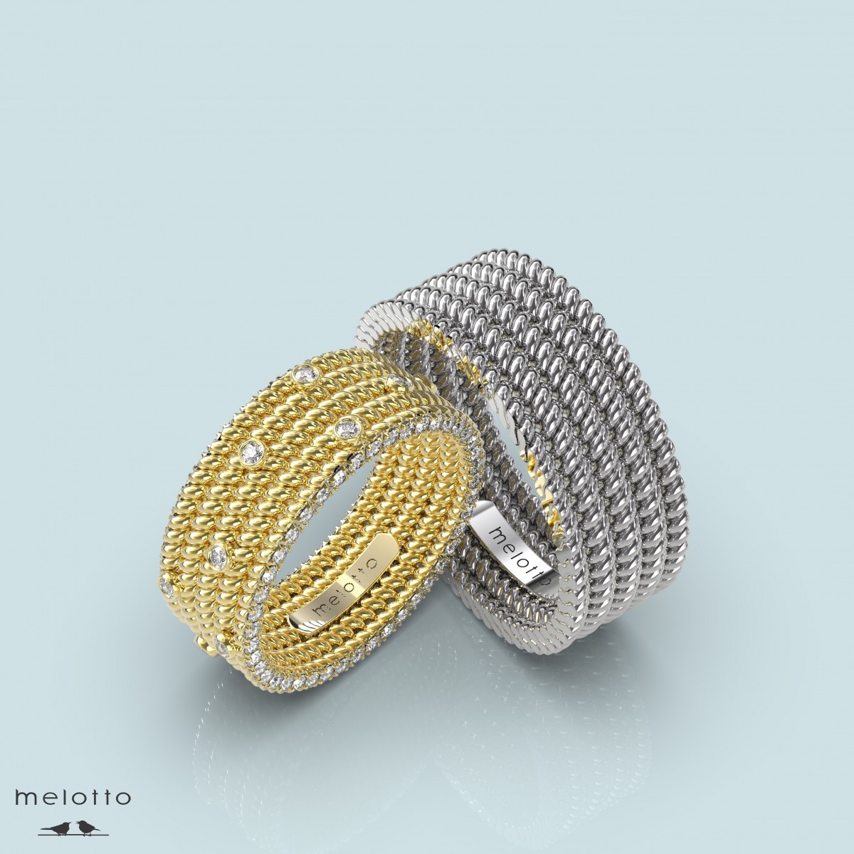 Дизайнерские обручальные кольца «Золотая нить»