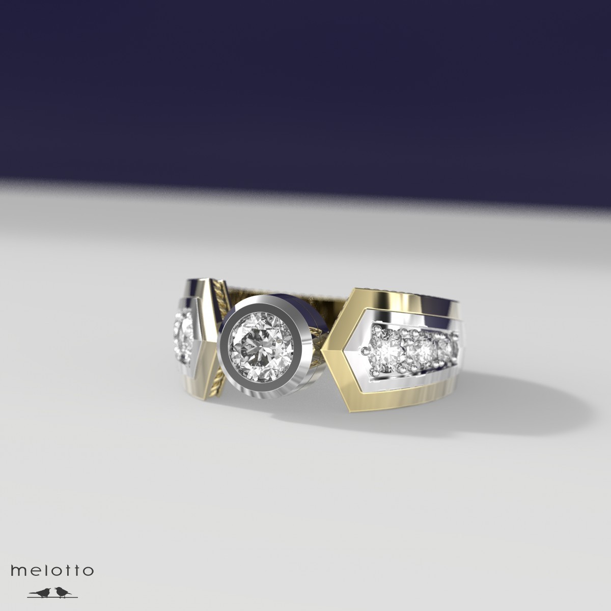 Мужское строгое кольцо с бриллиантами