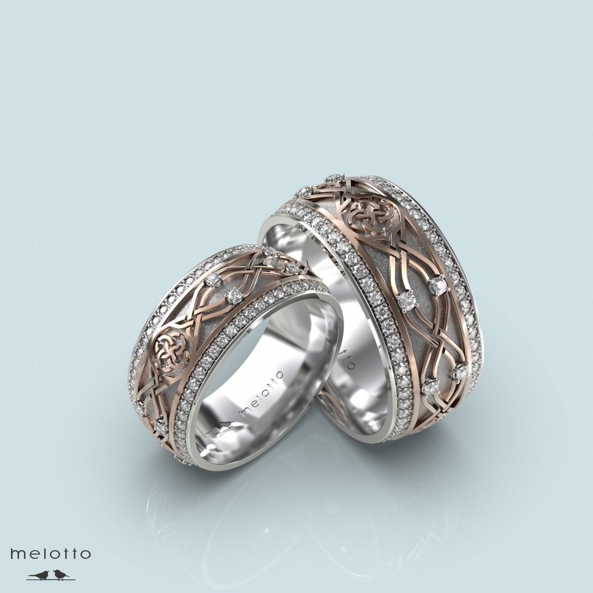 Широкие обручальные кольца с бриллиантами