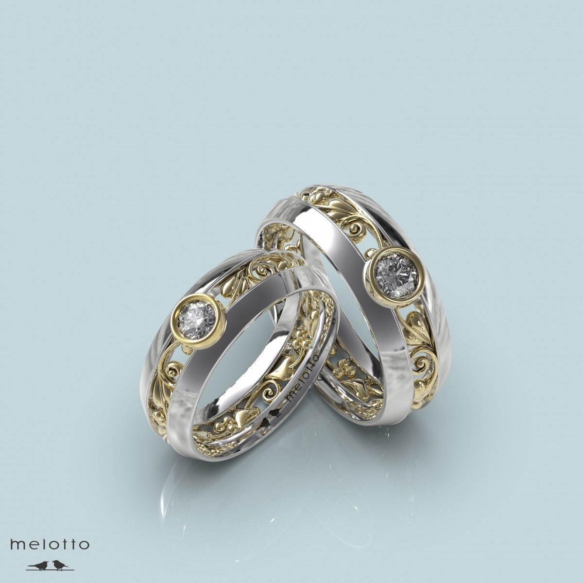 Обручальные кольца с двумя бриллиантами