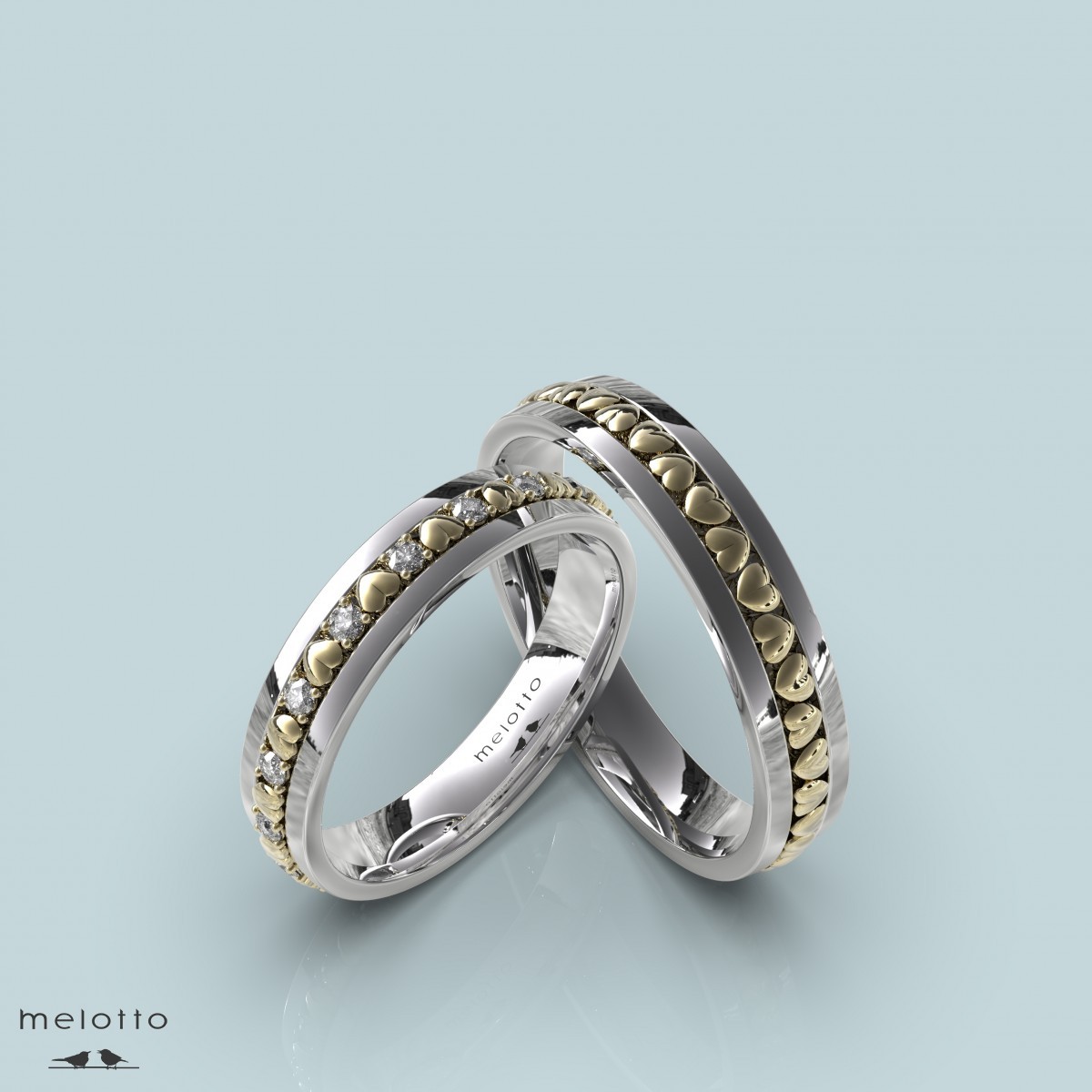 Обручальные кольца «Сердце» с бриллиантами
