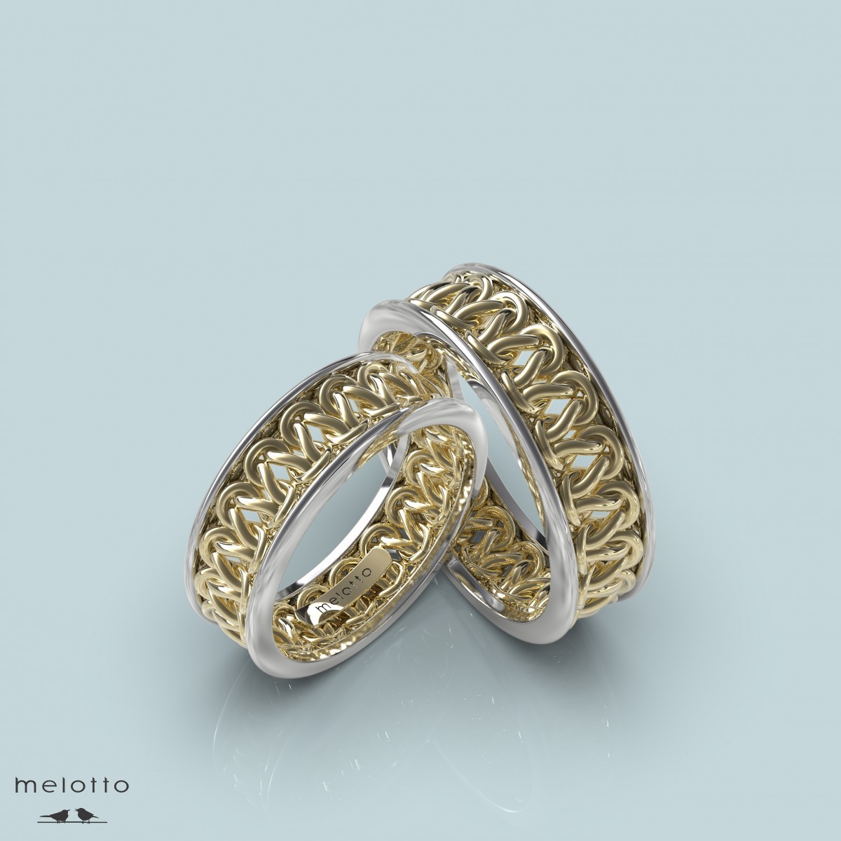 Обручальные кольца из плетеной золотой проволоки