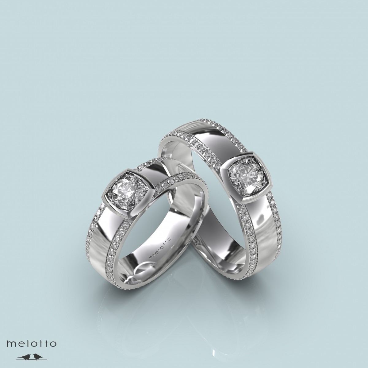 Обручальные кольца Обручальная бриллиантовая пара из белого золота