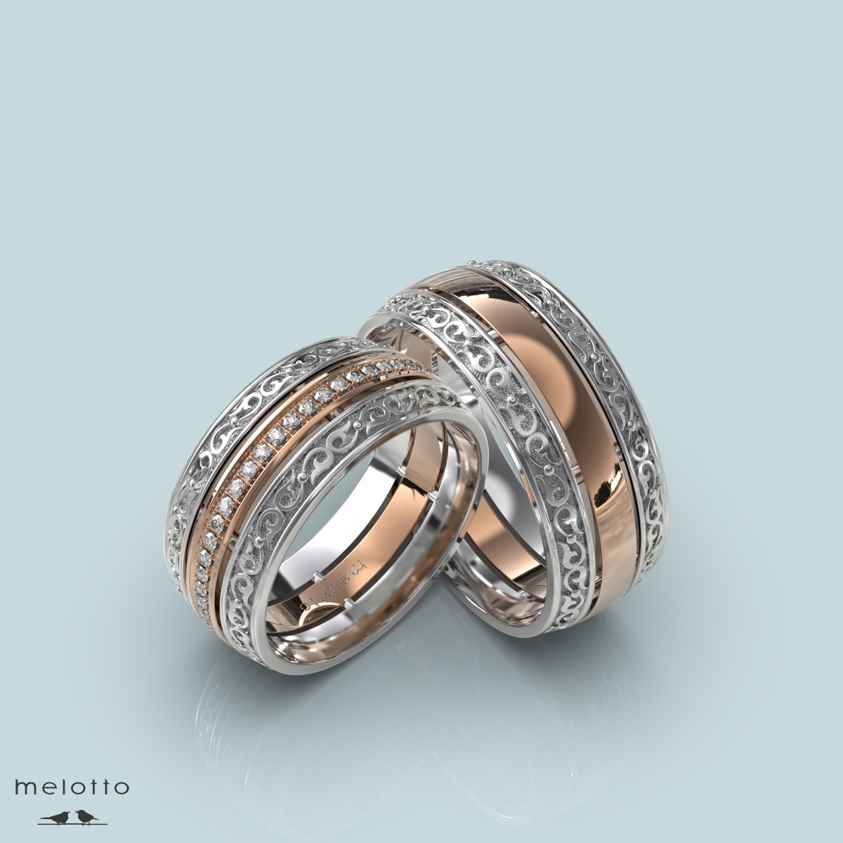 Широкие обручальные кольца с бриллиантовой полосой
