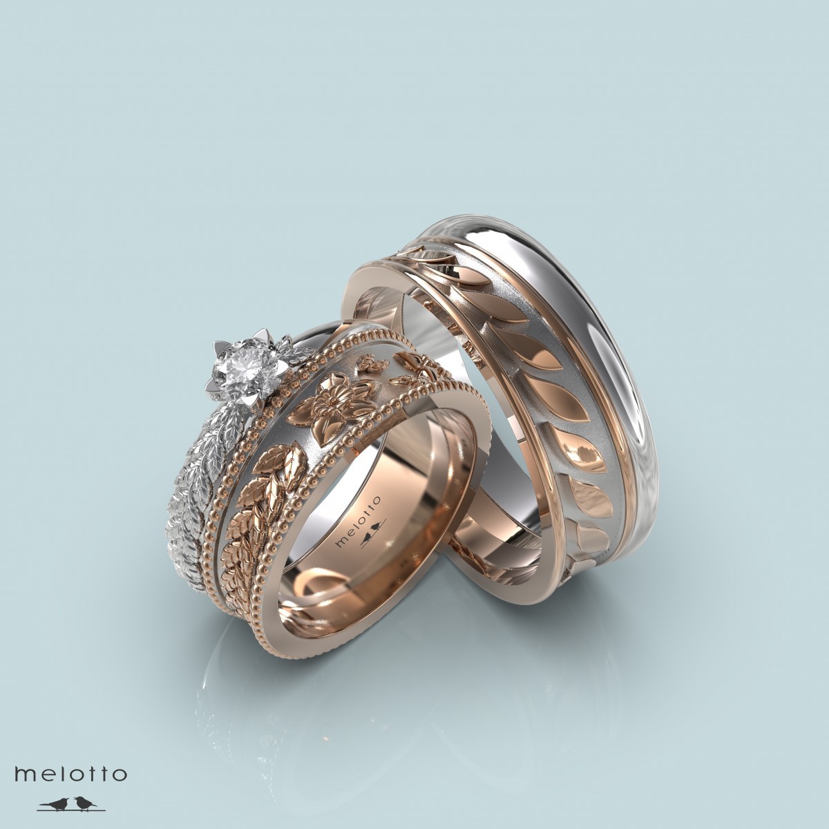 Обручальные кольца «Бриллиантовый цветок»