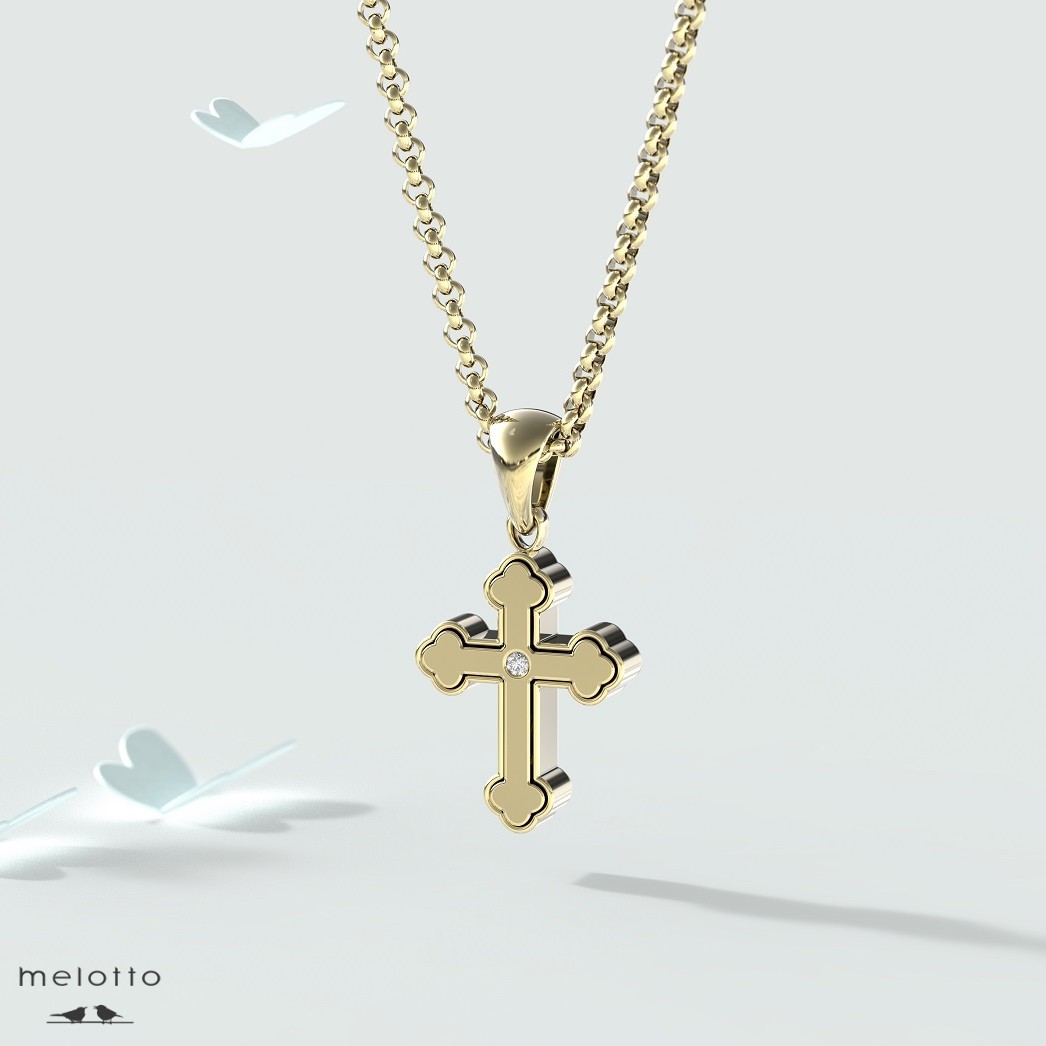 Маленький золотой крест с бриллиантом