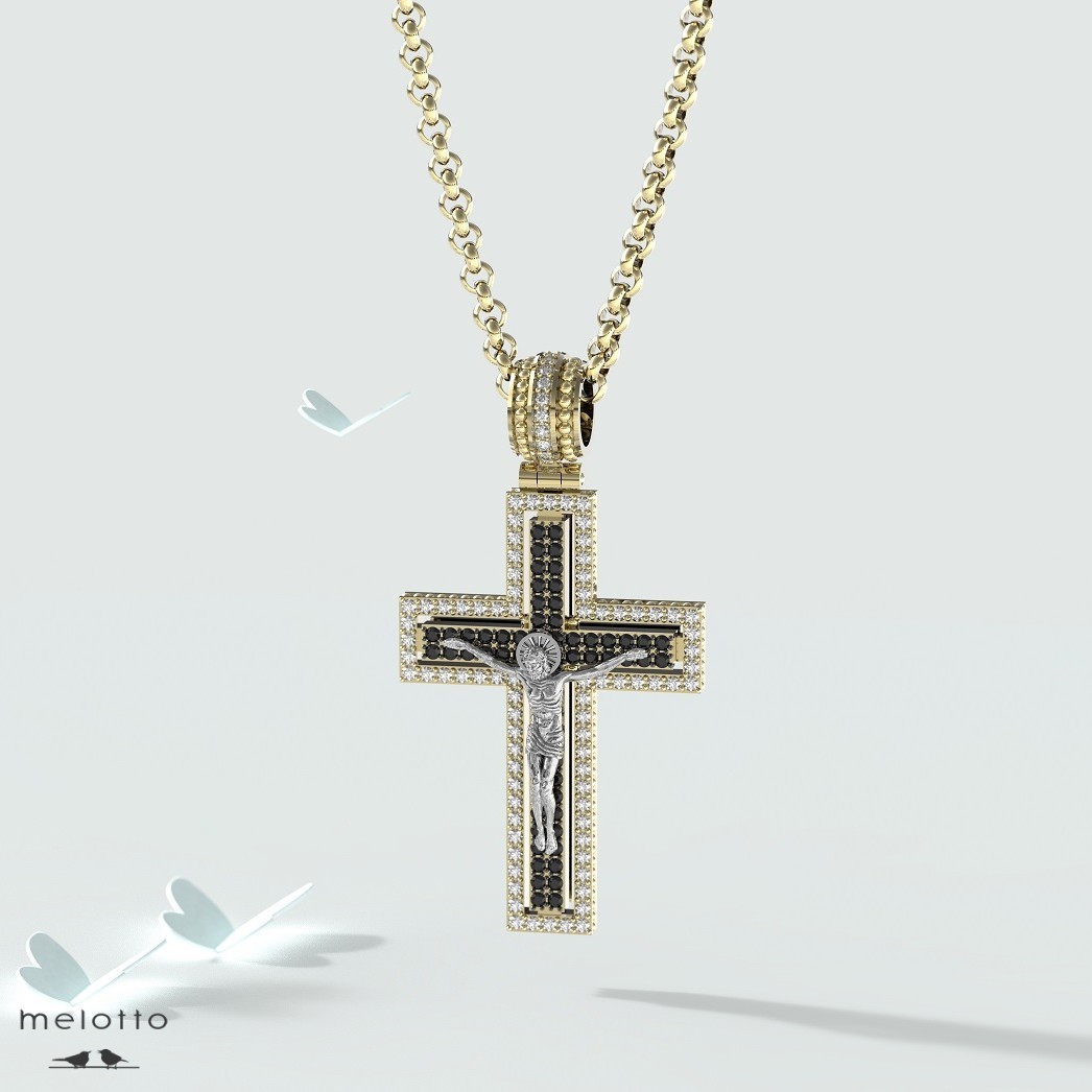 Золотой крест с бриллиантовой россыпью