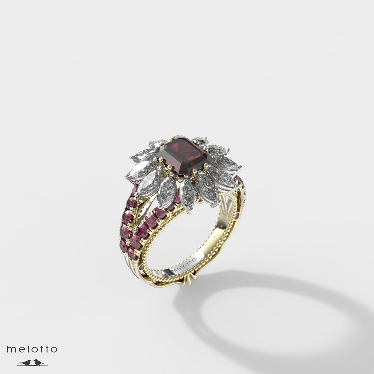 Женское кольцо «Fleur de rubis»