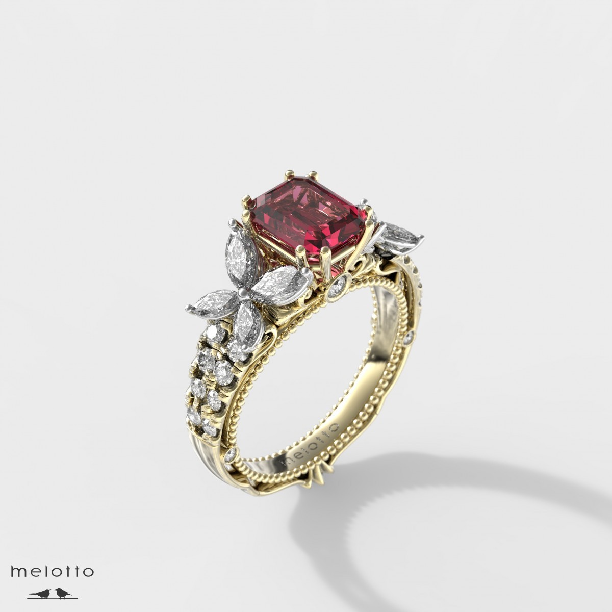 Женское кольцо «Бриллиантовый цветок»