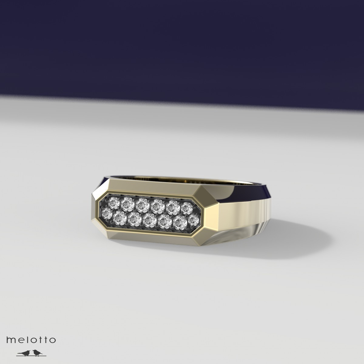 Стильное мужское кольцо с бриллиантами