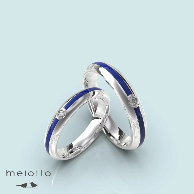 Тонкие обручальные кольца с эмалью