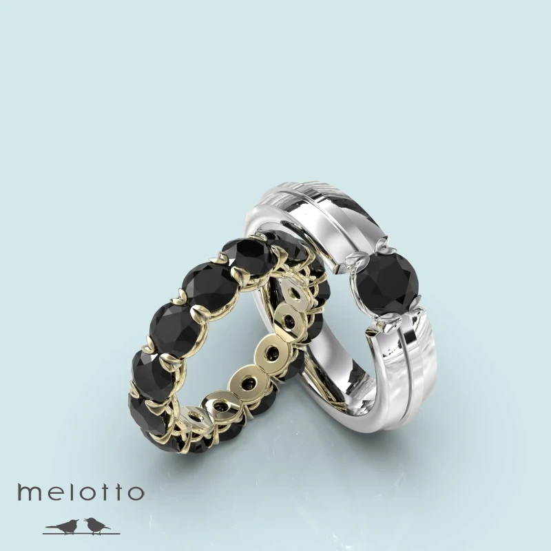 Дорогие обручальные кольца с черными бриллиантами