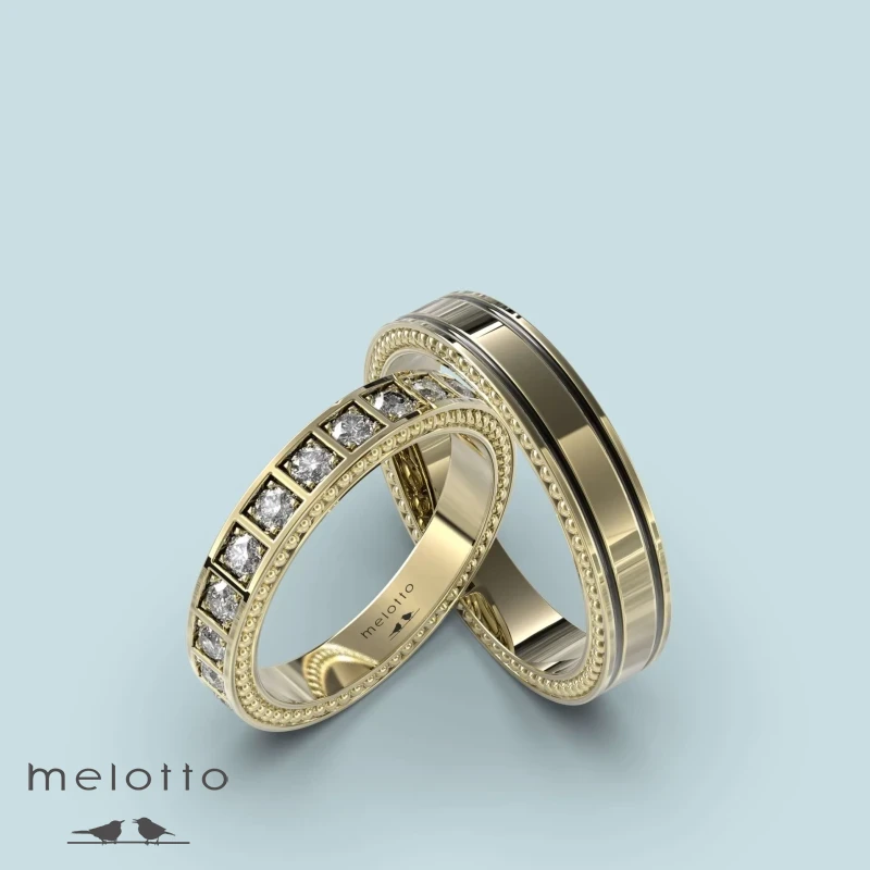 Обручальная пара колец с бриллиантами Обручальная пара колец с бриллиантами