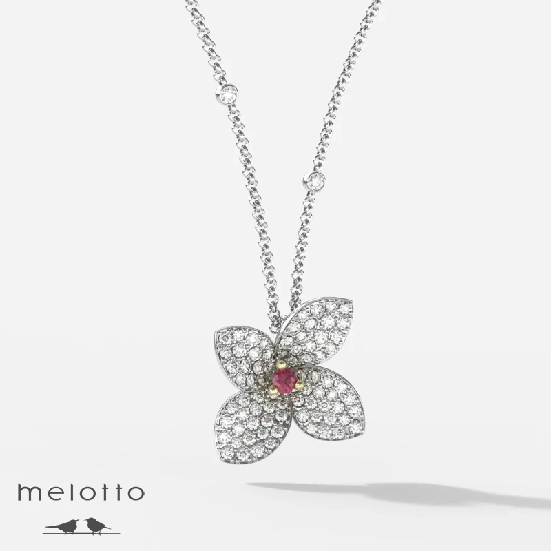 Колье-подвеска с бриллиантами и рубином Колье-подвеска с бриллиантами и рубином