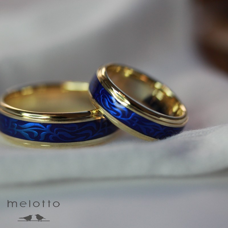 Обручальная пара с синей эмалью Обручальная пара с синей эмалью