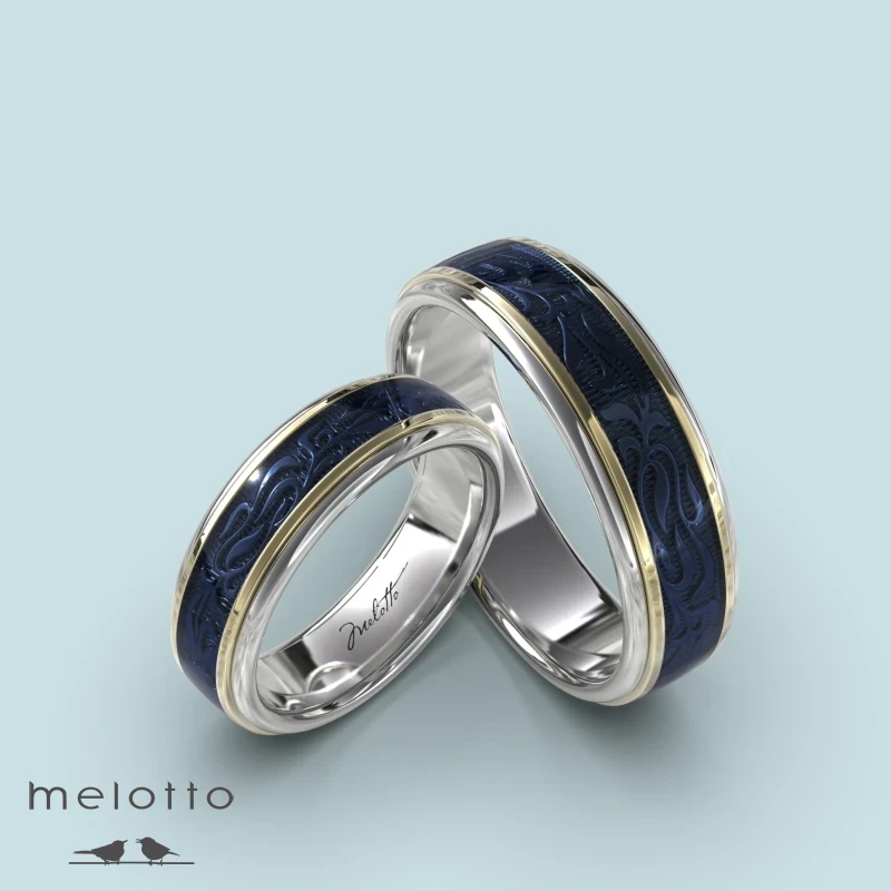 Обручальная пара с синей эмалью Обручальная пара с синей эмалью