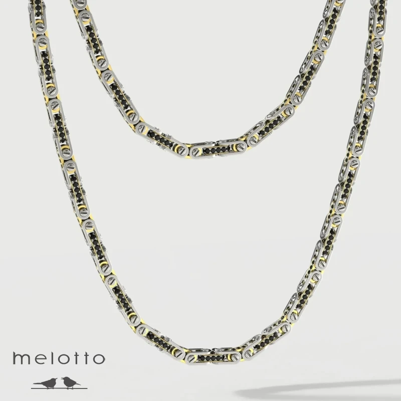 Мужская цепочка с черными бриллиантами Мужская цепочка с черными бриллиантами