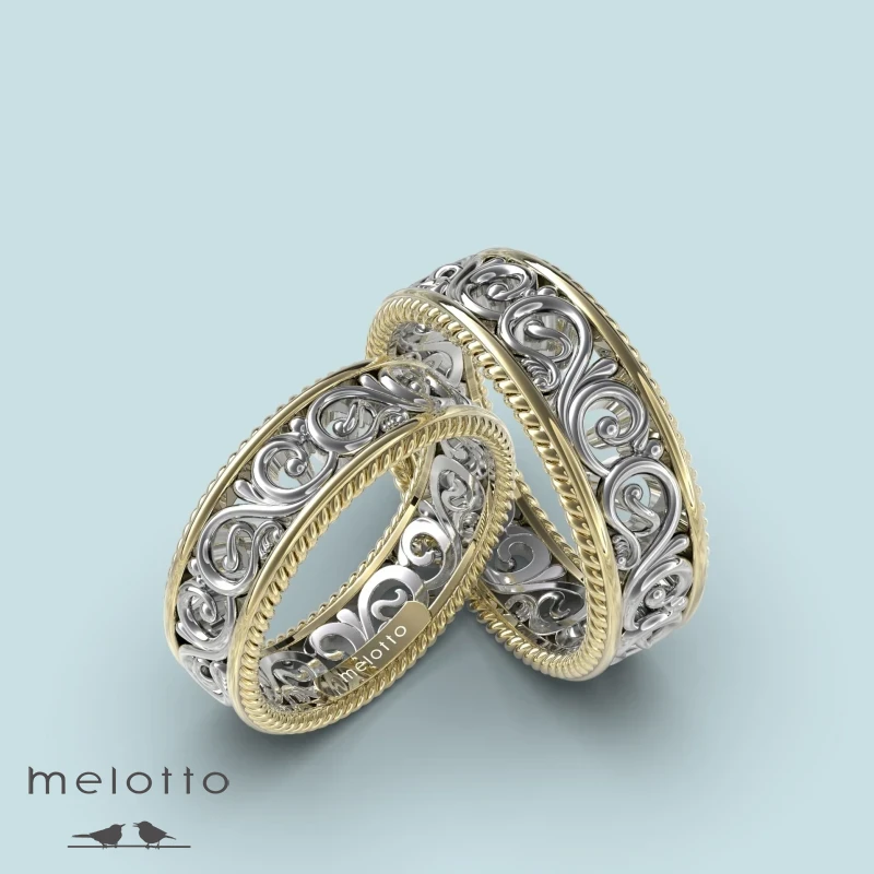 Объёмные обручальные кольца с орнаментом