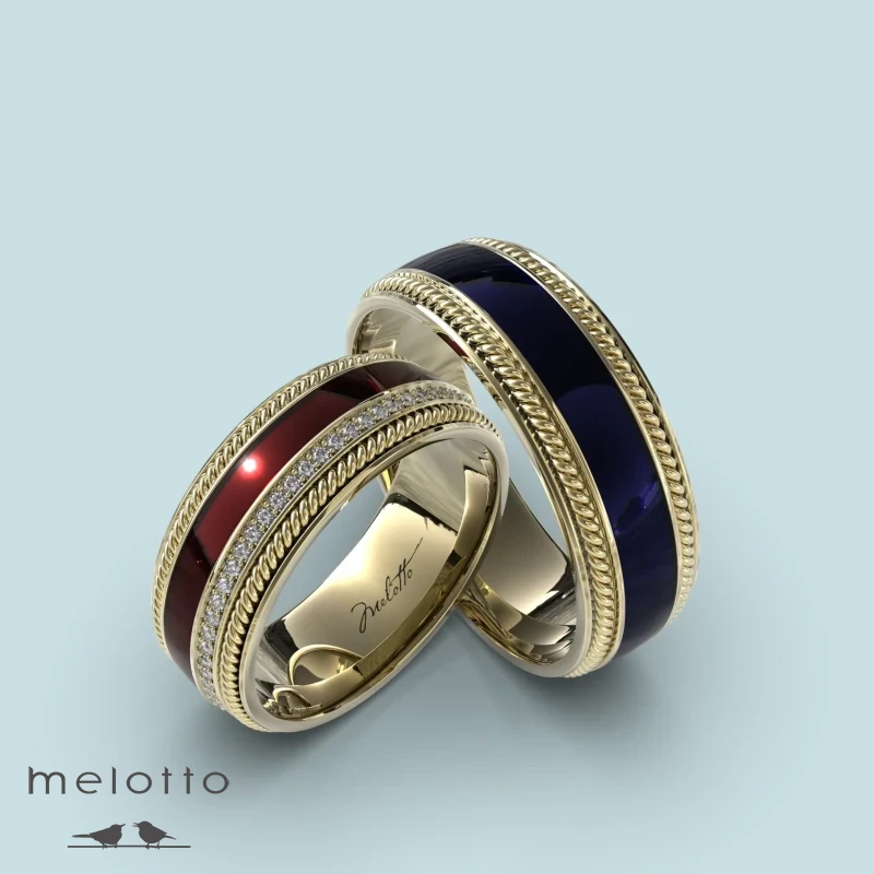 Изысканные обручальные кольца с эмалью Изысканные обручальные кольца с эмалью